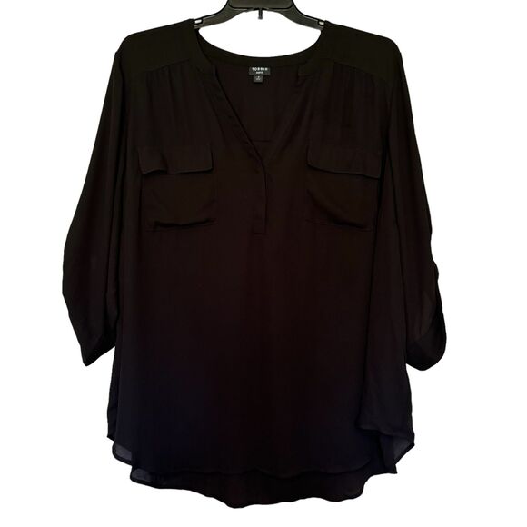 TORRID woman's plus size 4X Harper Georgette pullover 3/4 sleeve blouse top - Picture 3 of 14